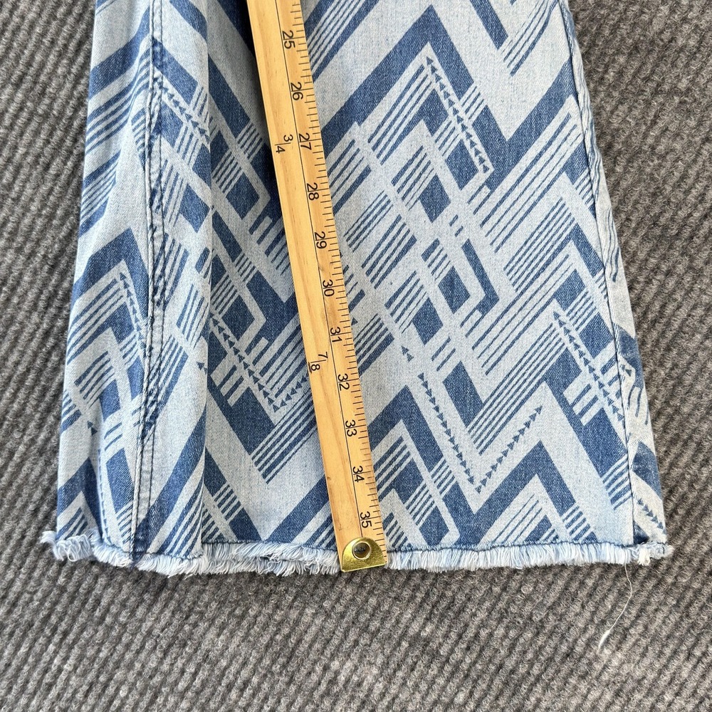 Rock & Roll Denim Bargain Button Bell Flare Jeans Womens 27x36 Blue Geometric - Picture 12 of 15